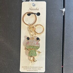 Natasha multi-colored stones frog bag charm/keychain